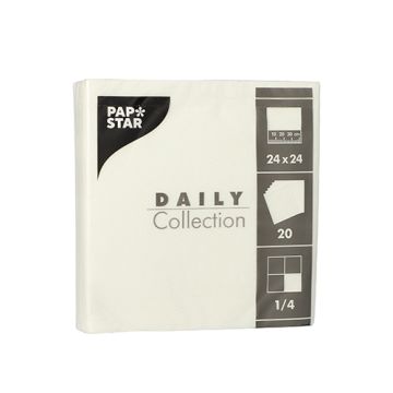 Servetten "DAILY Collection" 1/4 vouw 24 cm x 24 cm, FSC, wit