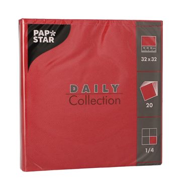 Servetten "DAILY Collection" 1/4 vouw 32 cm x 32 cm FSC bordeaux