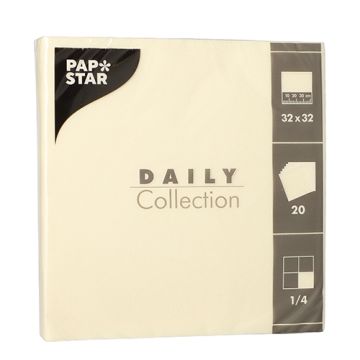 Servetten "DAILY Collection" 1/4 vouw 32 cm x 32 cm FSC champagne