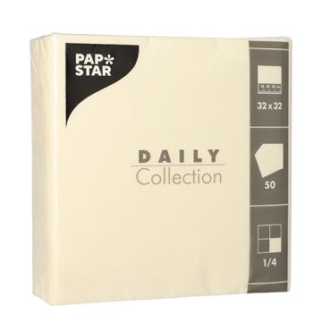 Servetten "DAILY Collection" 1/4 vouw 32 cm x 32 cm FSC champagne