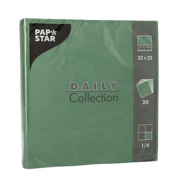 Servetten "DAILY Collection" 1/4 vouw 32 cm x 32 cm FSC donkergroen