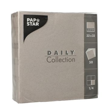 Servetten "DAILY Collection" 1/4 vouw 32 cm x 32 cm FSC grijs