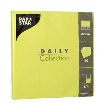 Servetten "DAILY Collection" 1/4 vouw 32 cm x 32 cm FSC limoengroen