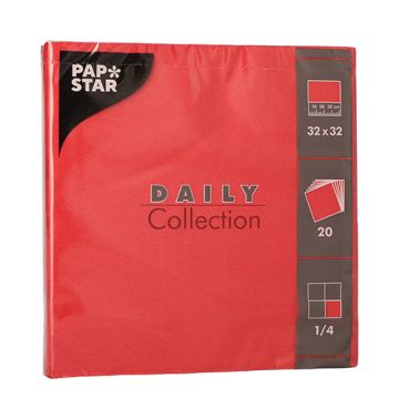 Servetten "DAILY Collection" 1/4 vouw 32 cm x 32 cm FSC rood