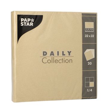 Servetten "DAILY Collection" 1/4 vouw 32 cm x 32 cm FSC zand