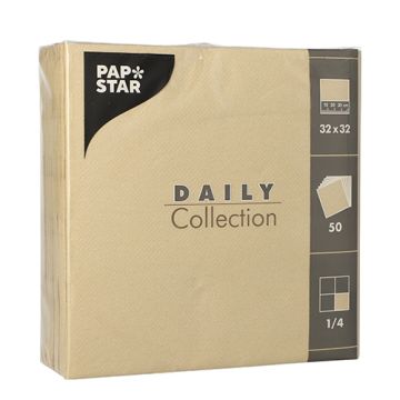 Servetten "DAILY Collection" 1/4 vouw 32 cm x 32 cm FSC zand