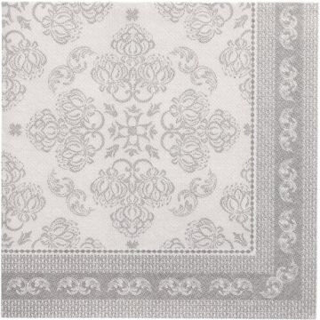 Servetten "ROYAL Collection" 1/4 vouw 40 cm x 40 cm grijs "Arabesque"