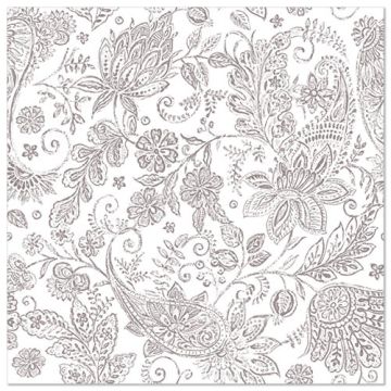 Servetten "ROYAL Collection" 1/4 vouw 40 cm x 40 cm grijs "Paisley"