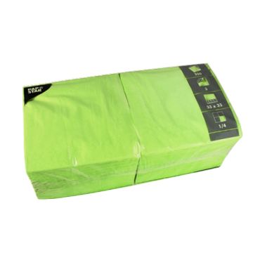 Servetten, 3-laags 1/4 vouw 33 cm x 33 cm limoengroen