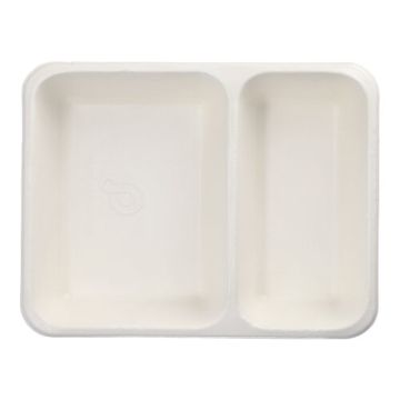 Menuschaal suikerriet met PLA-coating, 2-vaks, PFAS-vrij, 1200 ml 22,7 x 17,8 cm