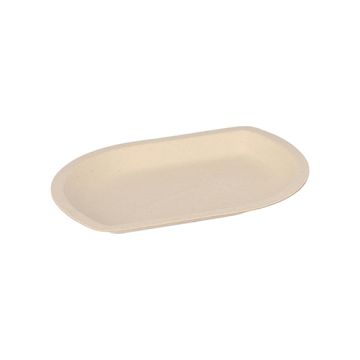 Bio snackbakje laag suikerriet 13,2 x 9,7 x 1 cm PFAS-vrij & plasticvrij frietbakje bagasse naturel