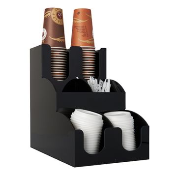 Organizer / bekerhouder voor koffiebekers en -deksels "To Go" 31 cm x 30,5 cm x 21 cm zwart