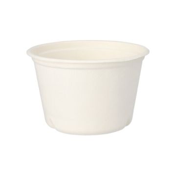 Bio soepkom & bowl to go suikerriet "pure" 600 ml Ø 14 cm PFAS-vrij bagasse wit