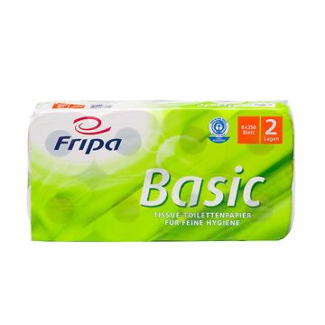 Fripa Basic toiletpapier, 2-laags, 250 vellen WC-papier per rol