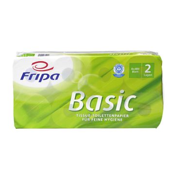 Fripa Basic toiletpapier, 2-laags, 400 vellen WC-papier per rol