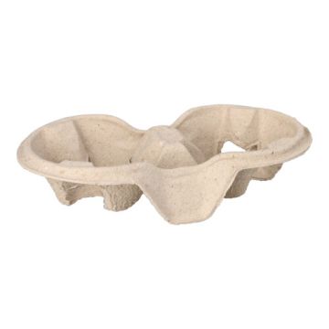 Bio draagtray voor 2 bekers "To Go" 4,6 cm x 22,4 cm x 11,6 cm naturel pulp