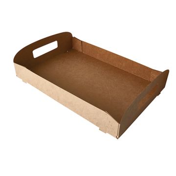 Draagtray kraft karton "pure" 35 cm x 24 cm catering tray dienblad "100% Fair" bruin