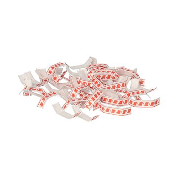 Zaksluitingen van draadversterkt papier - 3,4 x 0,8 cm, rood-witte sluitclips