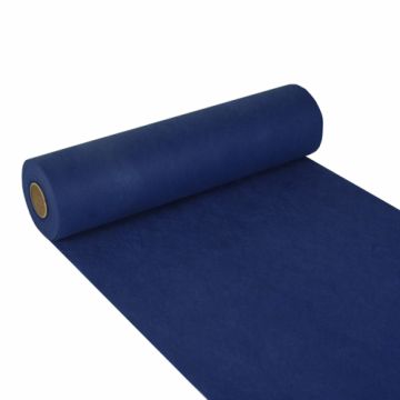 Tafellopers, stofkarakter, nonwoven "soft selection" 24 m x 40 cm donkerblauw