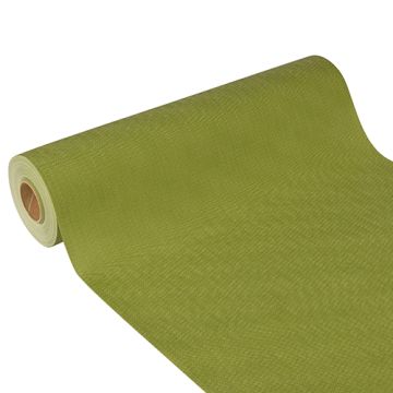 Tafellopers, stofkarakter, nonwoven "soft selection plus" 24 m x 40 cm olijfgroen