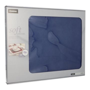 Placemats, stofkarakter, nonwoven "soft selection" 30 cm x 40 cm donkerblauw