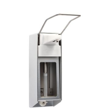 Zeep dispenser voor wandmontage 27,5 cm x 8,5 cm x 23,5 cm "Aluminium" 500 ml, met lange hendel