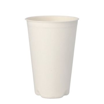 Bio suikerriet koffiebeker "pure" 0,4 l Ø 9 cm · 13 cm PFAS-vrij wit 