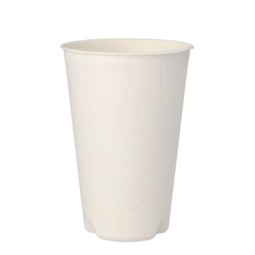 Bio suikerriet koffiebeker "pure" 0,4 l Ø 9 cm · 13 cm PFAS-vrij wit