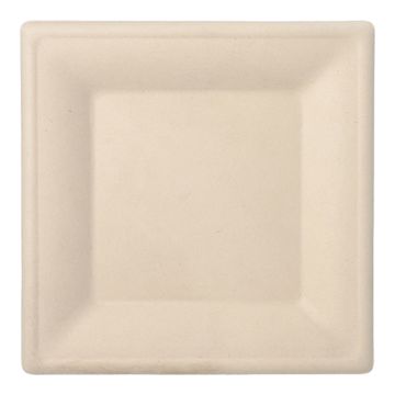 Bio vierkant bord suikerriet "pure" 26 x 26 cm PFAS-vrij bagasse naturel