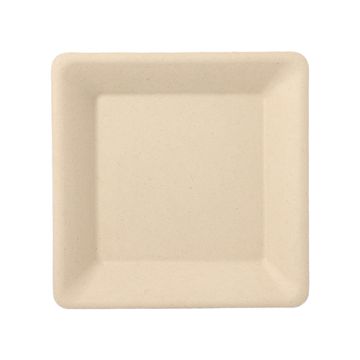 Bio vierkant bord suikerriet "pure" 15,5 x 15,5 cm PFAS-vrij bagasse naturel