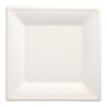 Bio vierkant bord suikerriet "pure" 26 x 26 cm PFAS-vrij bagasse wit