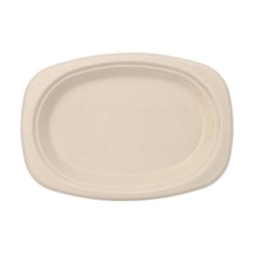 Bio ovaal bord suikerriet "pure" 23 x 16 cm PFAS-vrij bagasse naturel