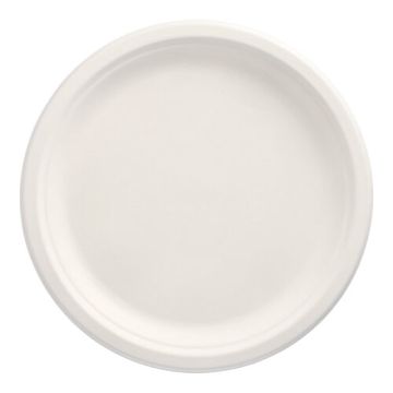 Bio rond bord suikerriet "pure" Ø 26 cm PFAS-vrij bagasse wit 