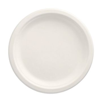 Bio rond bord suikerriet "pure" Ø 23 cm PFAS-vrij bagasse wit